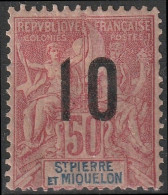 SAINT-PIERRE-ET-MIQUELON SPM  102 * MH Type Groupe Surchargé 1912 [ColCla] - Unused Stamps