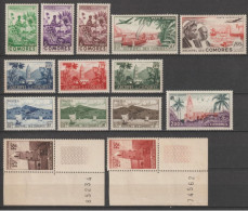 COMORES - 1950 - ANNEE COMPLETE Avec POSTE AERIENNE - YVERT N°1/11 + A1/3 ** MNH (10+11* MH)  - COTE = 66.5 EUR. - Unused Stamps