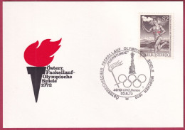 Österreich 1392 Sonderstempel Auf Karte, Fackellauf - Linz 22. 8. 1972 (Nr.10.003) - Briefe U. Dokumente