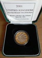 United Kingdom UK 2001 Silver 2 Pounds PROOF Marconi Wireless In Box - 5 Pounds