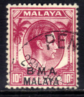 Malaya 1945 - 48 KGV1 10 Ct  Purple BMA OVPT Used Die 1 SG  8 ( K1495 ) - Malaya (British Military Administration)
