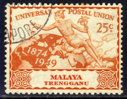 Trengganu Malaya 1949 KGV1 25ct UPU Postal Union Used SG 65 ( K604 ) - Trengganu