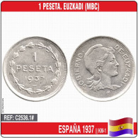 C2536.1# España 1937. 1 Peseta. Euzkadi (MBC) KM-1 - Republican Location