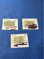 India 1998 Michel 1664-66 Einheimische Musikinstrumente - Used Stamps