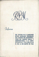 Banco Rural Y Mediterráneo. Informe Del Excmo. Sr. D. Mariano Rojas Morales, 1962 - Autres & Non Classés