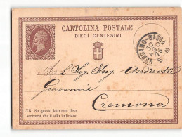 16296  CARTOLINA POSTALE 10 CENT. BERGAMO BASA X CREMONA - 1875 - Ganzsachen