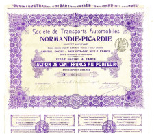 Action Société De Transports Automobiles NORMANDIE - PICARDIE. 1908 - Automobilismo
