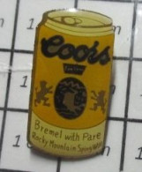 713J Pin's Pins / Beau Et Rare /  BIERES / CANETTE JAUNE DE BIERE COORS - Beer