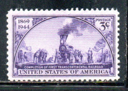 USA STATI UNITI 1944 TRANSCONTINENTAL RAILROAD 3c MLH - Neufs