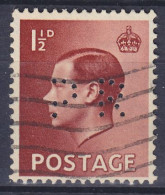 Great Britain Perfin Perforé Lochung 'PR' 1936 Mi. 195 X, Edw. VIII. ERROR Variety Missing Pin In 'P' (2 Scans) - Perfins