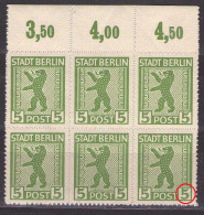SBZ Berlin & Brandenburg 1945 Mi 1B -MATTES PAPIER - 5pf - Plattenfehler - BEAR - MNH** VF - Berlino & Brandenburgo