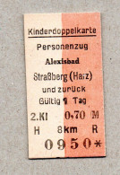 26] BRD (DR Der DDR)  -  Pappfahrkarte  - Alexisbad - Straßberg - Harzquerbahn - Europa