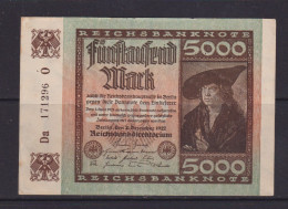 GERMANY - 1922 5000 Mark XF Banknote - 5.000 Mark