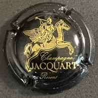 89 - 5 - Jacquart, Cheval Or Sur Fond Noir, Reims à Gauche, Cheval Rayé (côte 2 Euros) Capsule De Champagne - Jacquart