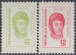 Argentina 1038a/1039a 1975 Serie Corriente. General José De San Martín MNH - Sonstige & Ohne Zuordnung