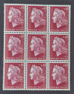 France 1969 N°1536Ba En Bloc De 9 **TB Cote 27€ - 1967-1970 Marianne Van Cheffer