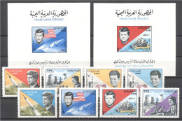 Yemen 1965, Space, Kennedy, 8val +BF - Kennedy (John F.)