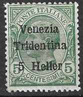 ITALIA VENEZIA TRIDENTINA - 5 HELLER - MH*  (YVERT 28 - MICHEL 27 - SS 28) - Trentin