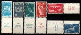 Israel 1950 - Mi.Nr. 33 - 38 - Postfrisch MNH TAB - Unused Stamps (with Tabs)