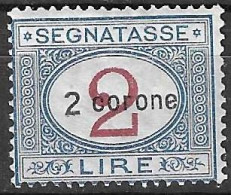 ITALIA - OCC. DALMAZIA - 1919 - SEGNATASSE 2 CORONA/2 LIRA - MH*  (YVERT TX2 - MICHEL PM 12 - SS SG3) - Dalmatia