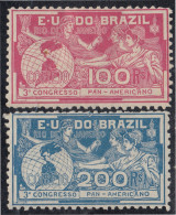 Brasil Brazil 126/27 1906 3º Congreso Panamericano En Río De Janeiro MH - Otros & Sin Clasificación