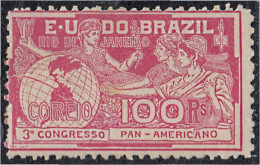 Brasil Brazil 126 1906 3º Congreso Panamericano En Río De Janeiro MH - Otros & Sin Clasificación