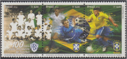 Brasil Brazil 3347/49 2014 100 Años De La Selección De Fútbol Brasileña MNH - Andere & Zonder Classificatie