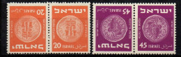Israel 195 - Mi.Nr. 46 + 50 - Postfrisch MNH - Kehrdrucke - Unused Stamps (with Tabs)