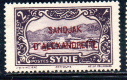 SANDJAK D'ALEXANDRETTE ALEXANDRETTA 1938 OVERPRINTED 2p MLH - Neufs