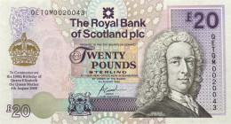 Scotland 20 Pounds, P-361 (4.8.2000) - UNC - Queen Mother 100th Birthday Issue - 20 Pounds