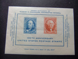 ESTADOS UNIDOS / ETATS-UNIS D'AMERIQUE 1947 / CENTENARIO DEL SELLO YVERT BLOC 8 ** MNH - Blocks & Kleinbögen