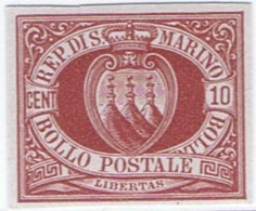 San Marino S. Marino (sm12). Stemmi. Prova Di Macchina Su Carta Grigia Del 10c Rosso Bruno Del 1899, Non Dentellata, Ott - Neufs