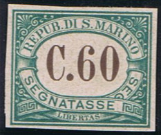 San Marino S. Marino 1897 (sm15), Segnatasse 60c. Sass. P5, Cat. 280,00. Prova Di Macchina Su Carta Grigiastra Senza Fil - Ungebraucht