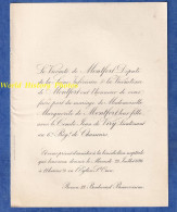 Faire Part De Mariage - 1896 - ROUEN - Marguerite De MONTFORT & Le Comte Jean De VIRY Lieutenant 6e Régiment Chasseurs - Mariage