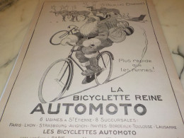 ANCIENNE PUBLICITE POUR LES ETRENNES  LA BICYCLETTE REINE   AUTOMOTO 1921 - Motos