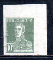 ARGENTINA 1923 1924 PROOF ESSAY IMPERF. GENERAL JOSE DE SAN MARTIN CENT. 10c NG - Neufs