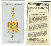 CR 3 - 10b Famous Crown, SPAIN, King RECCESSVINTHUS - Godfrey Phillips -1938 - Phillips / BDV