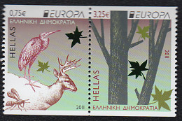 Grecia -  2575/76 2011 Europa Los Bosques Fauna Y Flora Ave Ciervo ... Lujo - Sonstige & Ohne Zuordnung