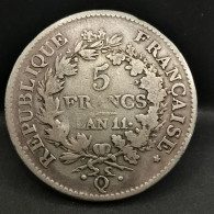 5 FRANCS ARGENT UNION ET FORCE AN 11 Q PERPIGNAN 360106 EX. FRANCE /37mm 24.4g - 1792-1804 1ère République (An I – An XII)