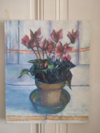 Fernand PROUST (XXème) Huile Sur Toile Nature Morte Aux Fleurs "Cyclamen" 1998 - Huiles