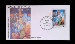 CL, FDC, 1 Er Jour, Wallis Et Futuna, France, Poste Aérienne, Pâques 1984, Chapelle D'Alele, Mata-Utu, 17 Avril 84 - Covers & Documents