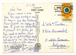 CP Postée D'Egypte Pour Belgique - Souvenir - Timbre 1977 - Used Stamps