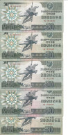 COREE DU NORD 50 WON 1988 VF P 30 ( 5 Billets ) - Corea Del Nord
