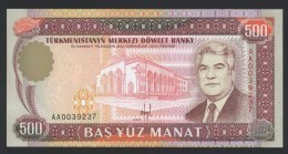 Turkmenistan 500 Manats Note, P7a, UNC AA Serial Prefix 1993 (NO Date) - Turkménistan