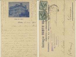 TORINO 1902 COLLEGIO DANTE ALIGHIERI RARA CARTOLINA - Enseñanza, Escuelas Y Universidades