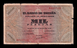 España Spain 1000 Pesetas Burgos 1938 Pick 115 Serie A Bc/+ F/+ - 1000 Peseten