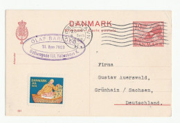 1939 DENMARK To Grunhain Germany With CHRISTMAS Label Women Baby POSTAL STATIONERY CARD Cover Stamps - Entiers Postaux