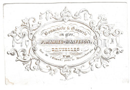 Belgique "Carte Porcelaine"  Porseleinkaart, P. Mahieu Malfeson, Bonneterie Et Ganterie , Bruxelles Dim:118x78mm - Porcelana