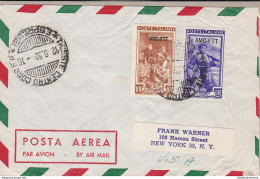 1950 TRIESTE A - Lettera Per New York Affrancata Con Il 100 L. + 20 L. Della Serie 'Italia Al Lavoro' - Other & Unclassified