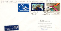 NATIONS UNIES AFFRANCHISSEMENT COMPOSE SUR LETTRE POUR LA FRANCE 1976 - Storia Postale